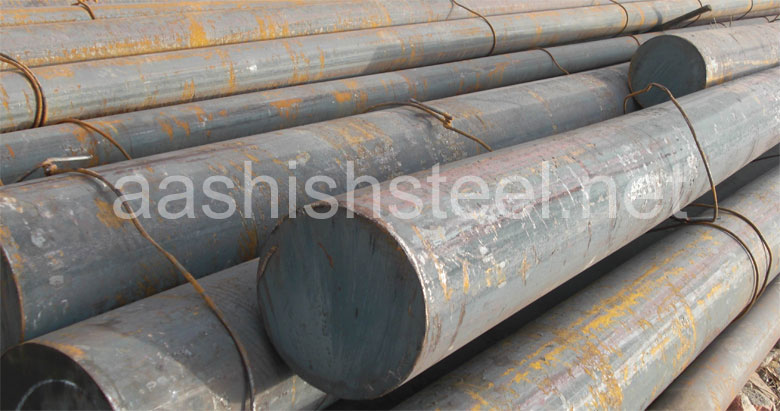 Original Photograph Of ASTM A105 Carbon Steel Round Bars At Our Warehouse Mumbai, India